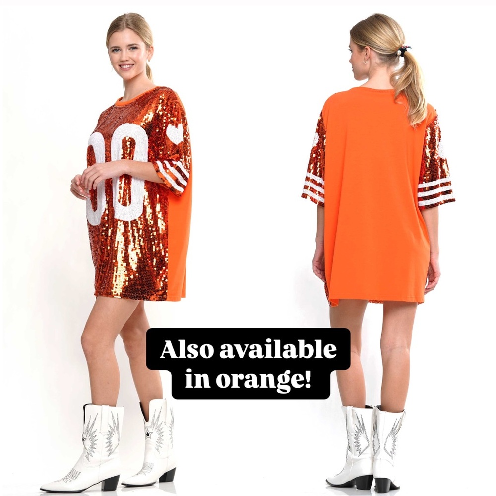 00 Sequin Game Day Jersey T-Shirt Dress - Picture 3 of 3
